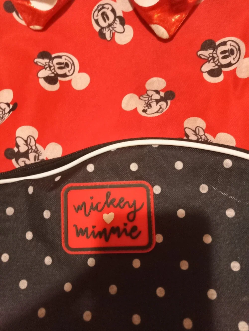 SUPER CUTE Disney Mickey and Minnie Mouse Red and Black Polka Dot Backpack